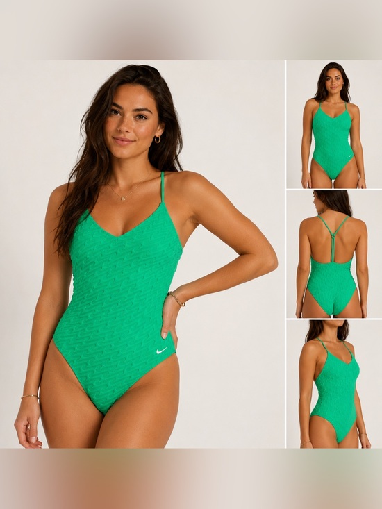 Nike Other - Nike Women’s Textured One Piece Swimsuit Green XL NWT Adjustable Straps Sporty